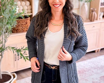 CROCHET PATTERN + VIDEO + App, Autumn Wheat Ribbed Cardigan, Xs-5x Plus Size, Beginner Friendly Flat Crochet Sweater, Instant Download