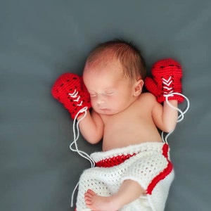 Baby Boxer Gloves and Boxing Shorts PATTERN Instant Download, Preemie- 6 Months, includes Baby Boxer Shoes