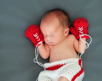 Baby Boxer Gloves and Boxing Shorts PATTERN Instant Download, Preemie- 6 Months, includes Baby Boxer Shoes