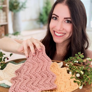 Ripple Crochet Blanket and Ripple Crochet Washcloth patterns by Briana K Designs, chevron zigzag blanket with cotton washcloths