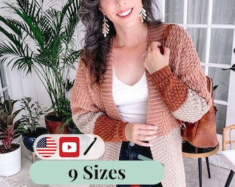 CROCHET PATTERN + VIDEO Easy Crochet Robin Duster Cardigan Pattern - Size-Inclusive xs-5x video tutorial. Guided diagrams, chart + schematic