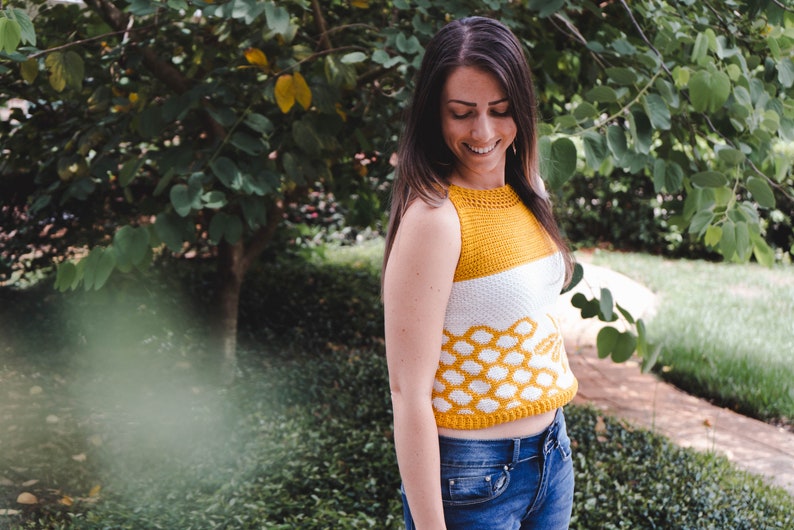 Queen Bee Crochet Tank Top Pattern, Instant Download PDF, Size XX-Small to 5x Crochet Pattern, Spring & Summer Women's Wear Fashion image 5