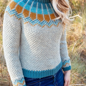 Traveler Fair Isle Crochet Sweater Instant Download PDF Pattern, xs to 5x sizes, Pullover Crochet Colorwork Pattern, Video Tutorial Incl. image 10