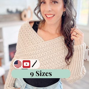 CROCHET PATTERN + VIDEO Wheat Stitch™ Sweater Scarf Crochet Pattern, Sizes xs-5X Size-Inclusive, Scarf with Sleeves, Instant Pdf Download