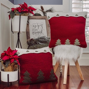 Farmhouse Truck Knit Pillow Cover Christmas Decor, Instant Download PDF Pattern, Includes Chart, Holiday Decor Knit Pattern image 3