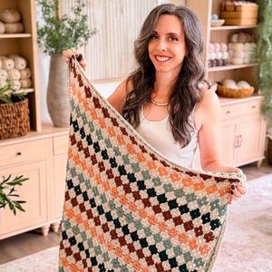 CROCHET PATTERN + VIDEO + App, Colorful Hues Granny Stitch Blanket, 17 Sizes + Charts, Easy Afghan Throw, Stash Buster, Instant Download