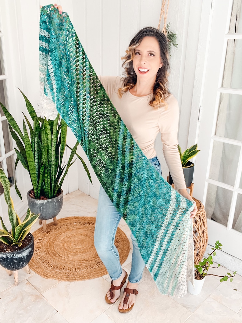 On The Bias Suzette Shawl Crochet PATTERN Instant Download, One Size Easy Crochet Shawl Pattern Video Tutorial image 3