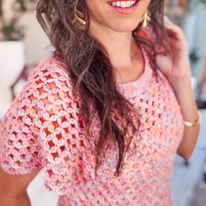 CROCHET PATTERN + VIDEO Circle Leaf Crochet Top Pattern Summer Lace Crochet Shirt – Seamless Top Down Pattern – Size Inclusive xs–5X bild 8