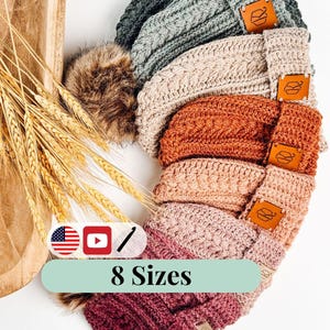 CROCHET PATTERN + VIDEO Autumn Wheat Crochet Hat Beanie in 8 Sizes Newborn to Adult. Easy Pattern & Beginner Friendly, Crocheted Flat