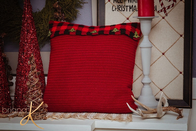 Farmhouse Plaid Deer Pillow Cover Christmas Decor, Instant Download PDF Pattern, Includes Chart, Holiday Decor Crochet Pattern image 4