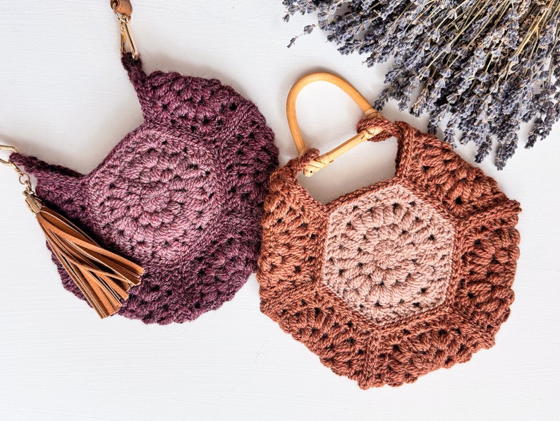 Two crocheted bags with tassels, handmade gift.