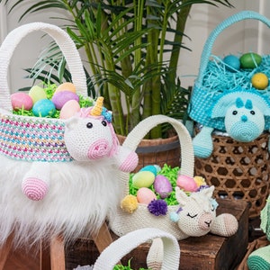 Unicorn Easter Basket Crochet PATTERN Instant Download, Toy Storage Basket image 5