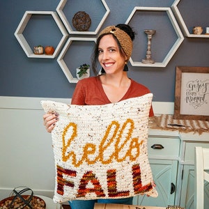 Hello Fall Crochet Pillow Cover Home Decor, Instant Download PDF Pattern, Includes Chart, Holiday Fall Decor Crochet Pattern image 7