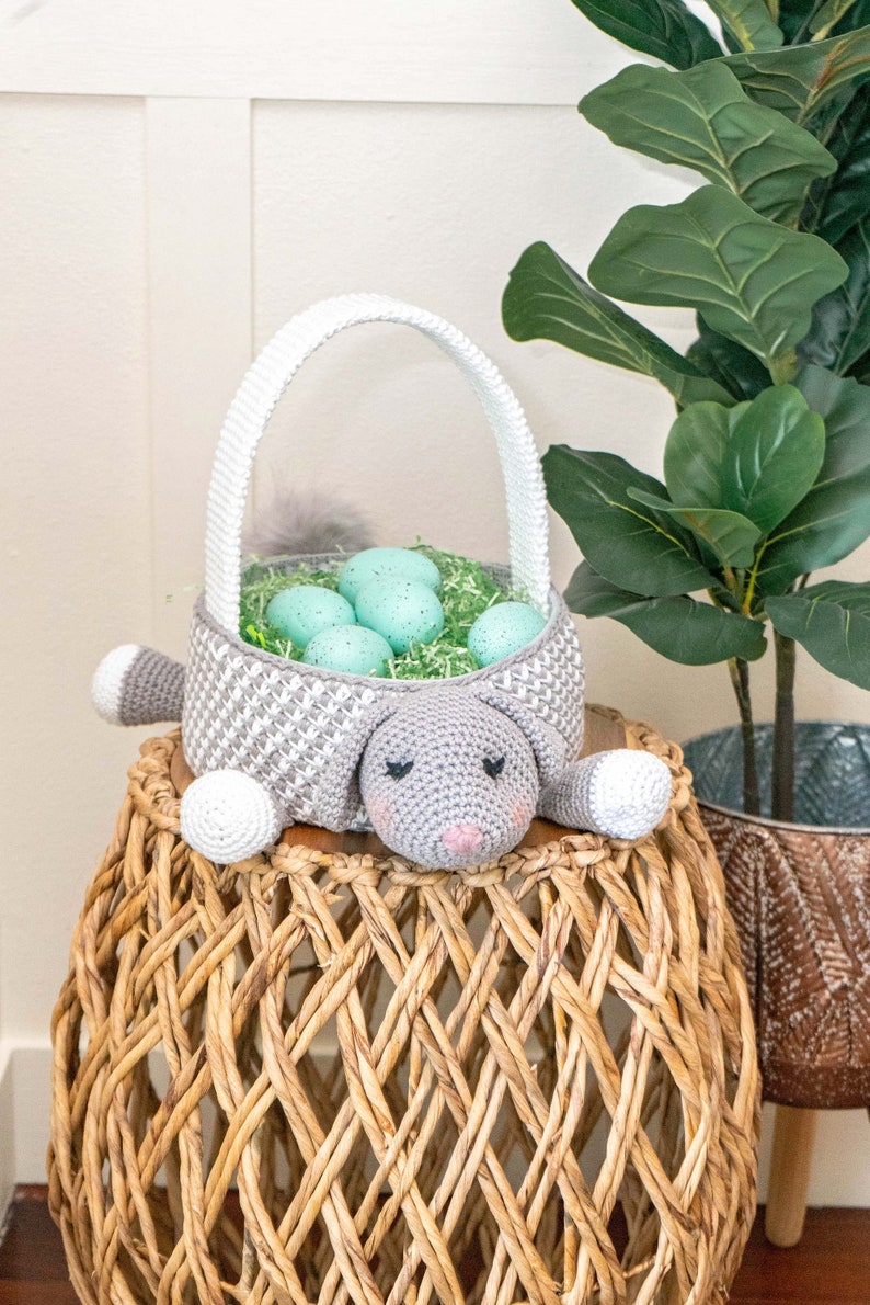 Bunny Easter Basket Crochet PATTERN Instant Download, Toy or Storage Basket, Video Tutorial for the Bunny Basket Included image 10