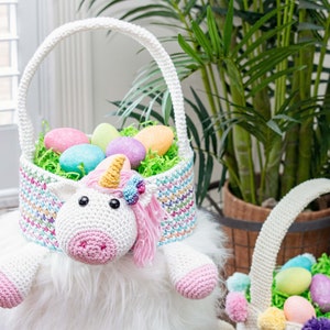 Unicorn Easter Basket Crochet PATTERN Instant Download, Toy Storage Basket image 6