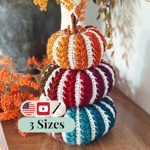 CROCHET PATTERN + VIDEO Crochet Pumpkin Pattern with Video Tutorial | Easy Fall Decor, Diy Wheat Stitch™ Pumpkin Crochet Pdf