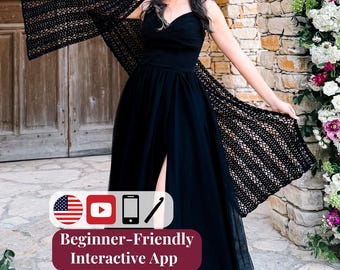 CROCHET PATTERN + VIDEO + App, Willow Mesh Wrap Table Runner, Beginner Friendly Lacy Shawl Scarf, Boho Home Decor Gift, Instant Download