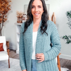 CROCHET PATTERN + VIDEO + App, Wheat Stitch™ Cardigan, 9 Sizes xs-5x Plus Size, Textured Worsted Womens Sweater Coat, Instant Download