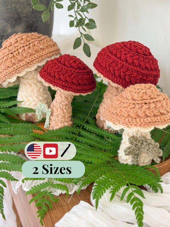 20 Fall Crochet Patterns for Cozy Home Decor 20 Wheat Stitch Mushrooms Crochet Pattern