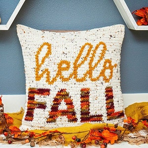Hello Fall Crochet Pillow Cover Home Decor, Instant Download PDF Pattern, Includes Chart, Holiday Fall Decor Crochet Pattern image 5