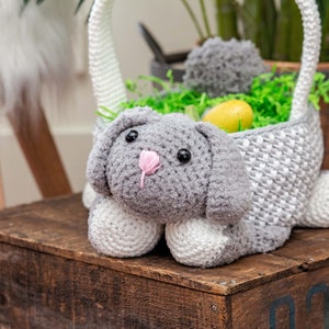 Bunny Easter Basket Crochet PATTERN Instant Download, Toy or Storage Basket, Video Tutorial for the Bunny Basket Included image 9