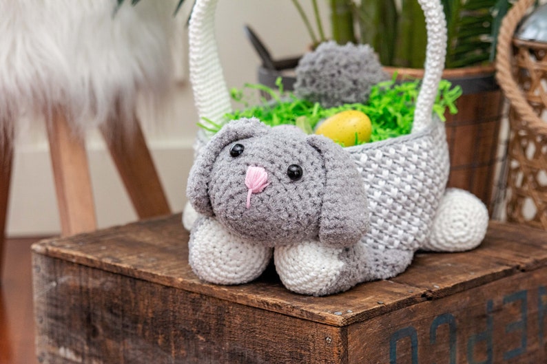 Bunny Easter Basket Crochet PATTERN Instant Download, Toy or Storage Basket, Video Tutorial for the Bunny Basket Included image 9