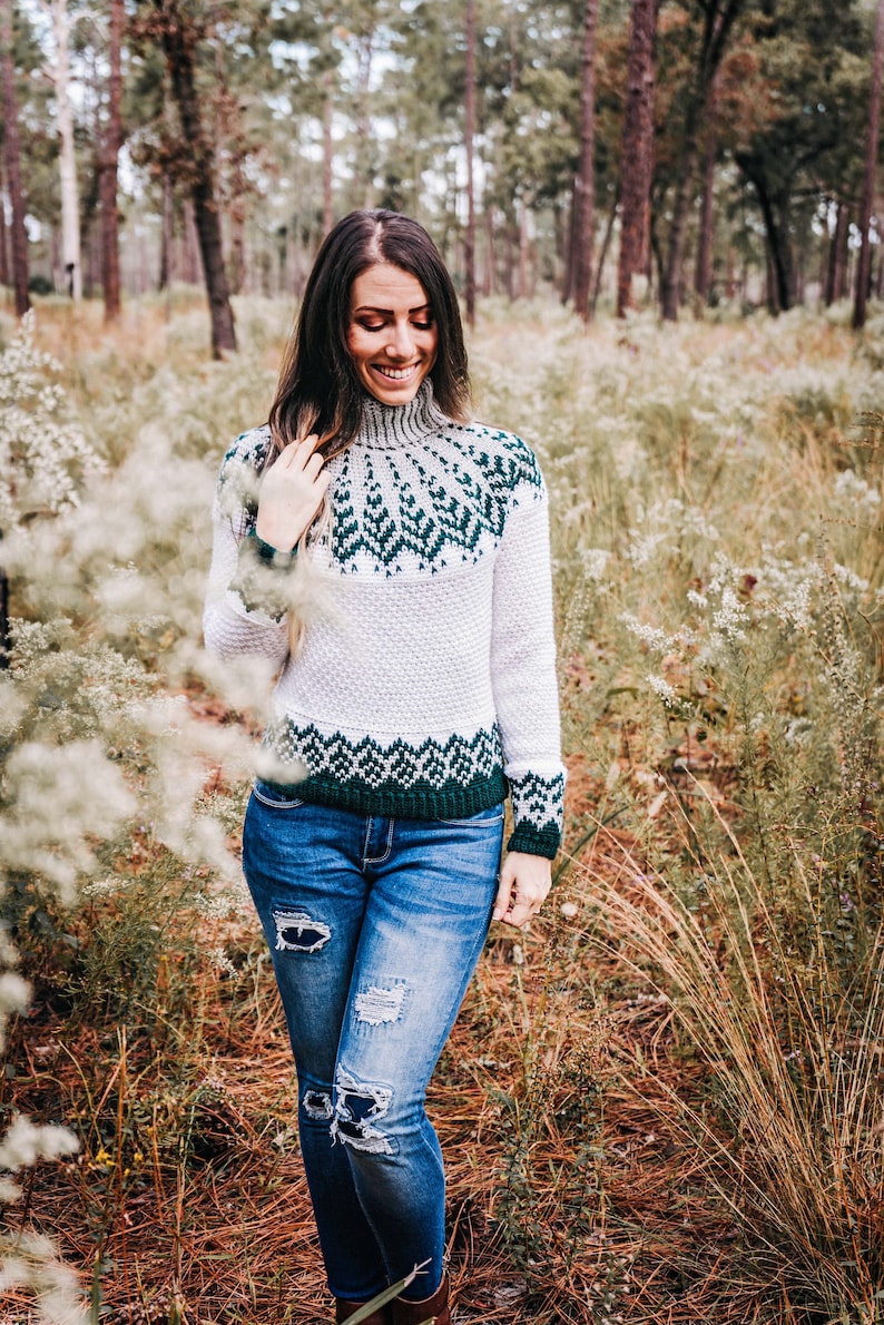 Cozy Fair Isle Crochet Sweater Pattern with Video Tutorial & Charts, XS to 5X Sizes image 4