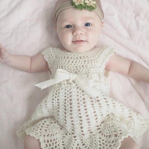 Sophia Heirloom Dress Crochet Pattern, Newborn to 3 months, Baptism, Blessing, Baby Gift, Beautiful Baby Dress image 2