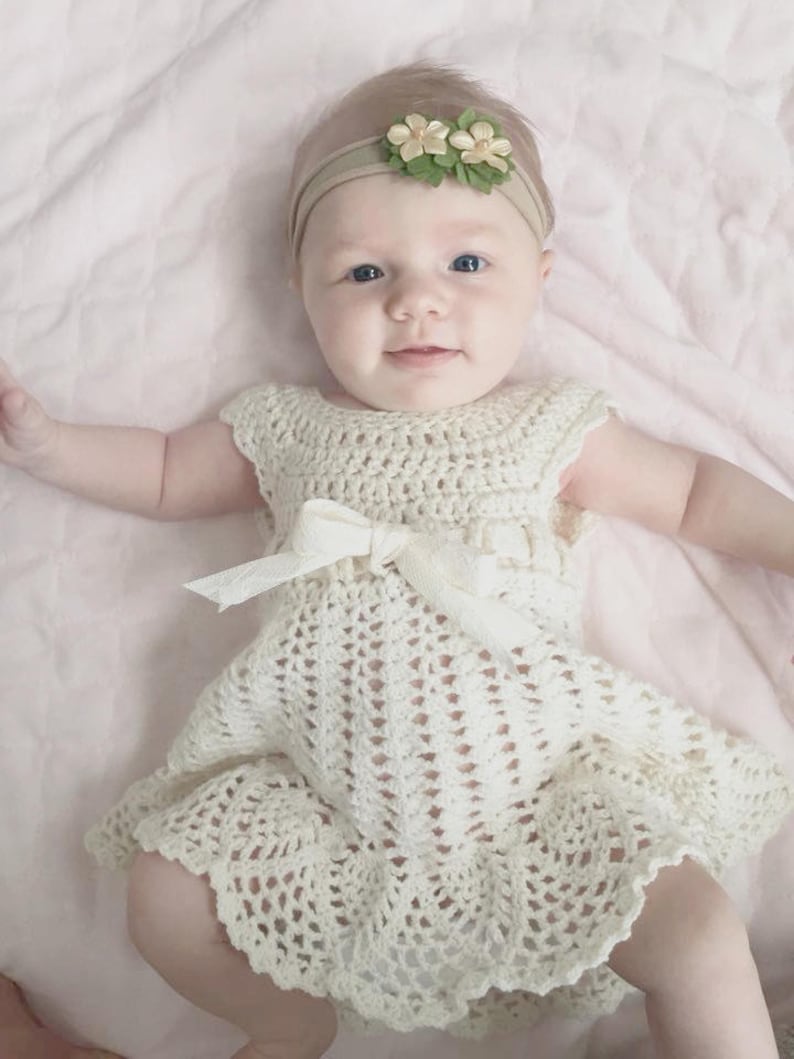 Sophia Heirloom Dress Crochet Pattern, Newborn to 3 months, Baptism, Blessing, Baby Gift, Beautiful Baby Dress image 2