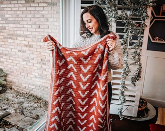 CROCHET PATTERN Arrow Crochet Blanket Instant Download PDF Pattern, Home Decor, Crochet Throw Blanket- Crochet Colorwork- Crochet Pattern
