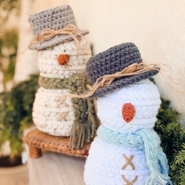CROCHET PATTERN + VIDEO + App, Wheat Stitch™ Snowman Amigurumi, Beginner Friendly Winter Softie, Christmas Decor Gift, Instant Download