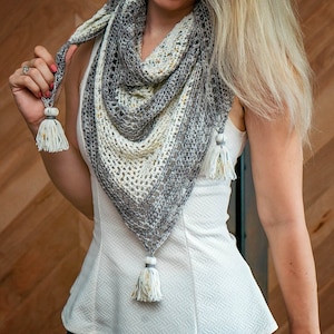 CROCHET PATTERN + VIDEO Hawthorne Tonal Crochet Shawl Instant Download Pattern, Diy Crochet Pattern, Women's Fashion and Gifts