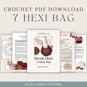 Crochet pdf download for a handmade gift - 7 hexi bag.