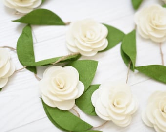 Ivory Felt Flower Garland 4ft