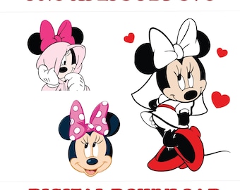 Pacchetto PNG SVG di Topolino / Clipart del personaggio con fiocco (Download digitale), Topolino ragazza