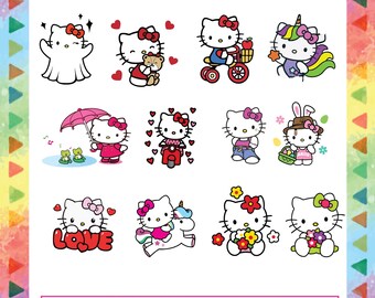 Kawaii Cat Clipart | Animal Friends PNG SVG Bundle |  Digital Download