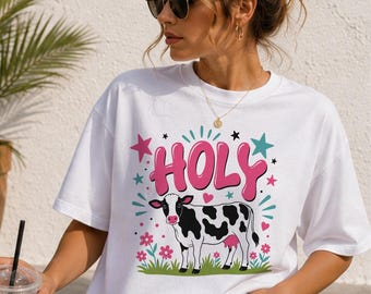 Holy Cow SVG PNG, Funny Farm Animal Graphic Design