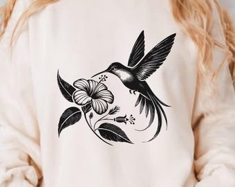 Hummingbird Flowers SVG Bundle | Elegant Bird Floral Cut File (Digital Download)
