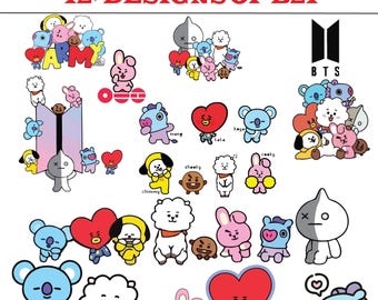 BT21 SVG Bundle | BT21 Characters PNG SVG Files | Kpop Digital Download | Cricut Silhouette Cut Files | 10 Designs Bundle