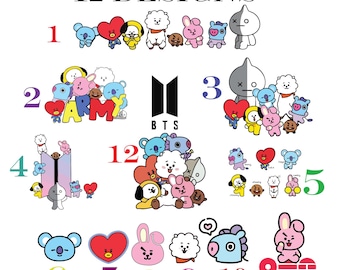 BT21 SVG Bundle | BT21 Characters PNG SVG Files | Kpop Digital Download | Cricut Silhouette Cut Files | 10 Designs Bundle