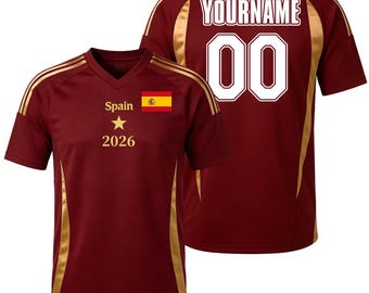 Personalized Spain 2026 Cup Fan T-Shirt Soccer Jersey – Kids, Youth & Adults