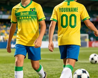 Brasilien Cup 2026 Fan T-Shirt Fußball Trikot – Kinder, Jugendliche & Erwachsene