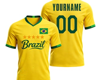 Personalized Brazil 2026 Cup Fan T-Shirt Soccer Jersey – Kids, Youth & Adults