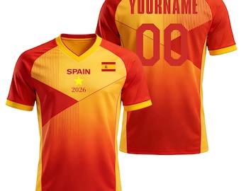 Personalized Spain 2026 Cup Fan T-Shirt Soccer Jersey – Kids, Youth & Adults