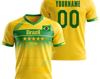 Personalized Brazil 2026 Cup Fan T-Shirt Soccer Jersey – Kids, Youth & Adults