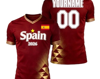 Personalized Spain 2026 Cup Fan T-Shirt Soccer Jersey – Kids, Youth & Adults