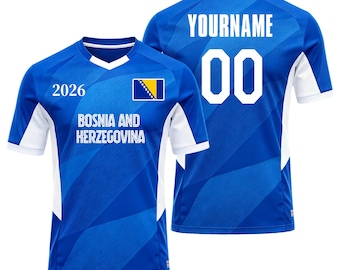 Personalized Bosnia and Herzegovina 2026 Cup Fan T-Shirt Soccer Jersey – Kids, Youth & Adults