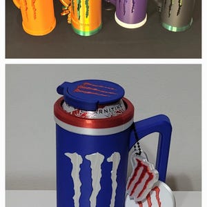 Energy Drink Zubehör Kit | Dosenhalter, Schlüsselanhänger & Dosenöffner | 3D gedrucktes Geschenk Set Bild 4