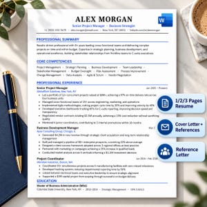 Executive Resume Template Word, Cover Letter, Editable Microsoft DOCX CV, ATS Friendly Leadership Portfolio, Instant Digital Download
