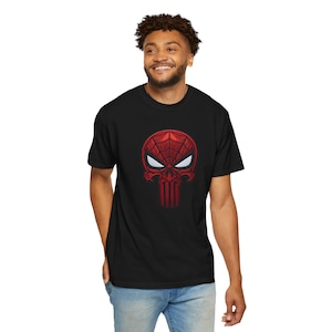 Camiseta Homem-Aranha x Justiceiro | Camiseta com estampa "Um salva, um pune" | Camiseta do Homem-Aranha imagem 7